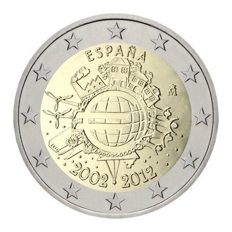 2 Euros Espagne 2012, UNC, 10ᵉ anniversaire de l’€uro