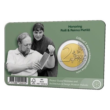 Pièce de 2 euros Finlande 2026, BU, Raili et Reima Pietilä Coincard Version Finlandaise