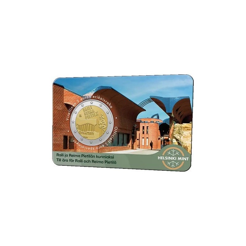 Pièce de 2 euros Finlande 2026, BU, Raili et Reima Pietilä Coincard Version Finlandaise Pièce de 2 euros Finlande 2026, BU, Raili et Reima Pietilä Coincard Version Finlandaise