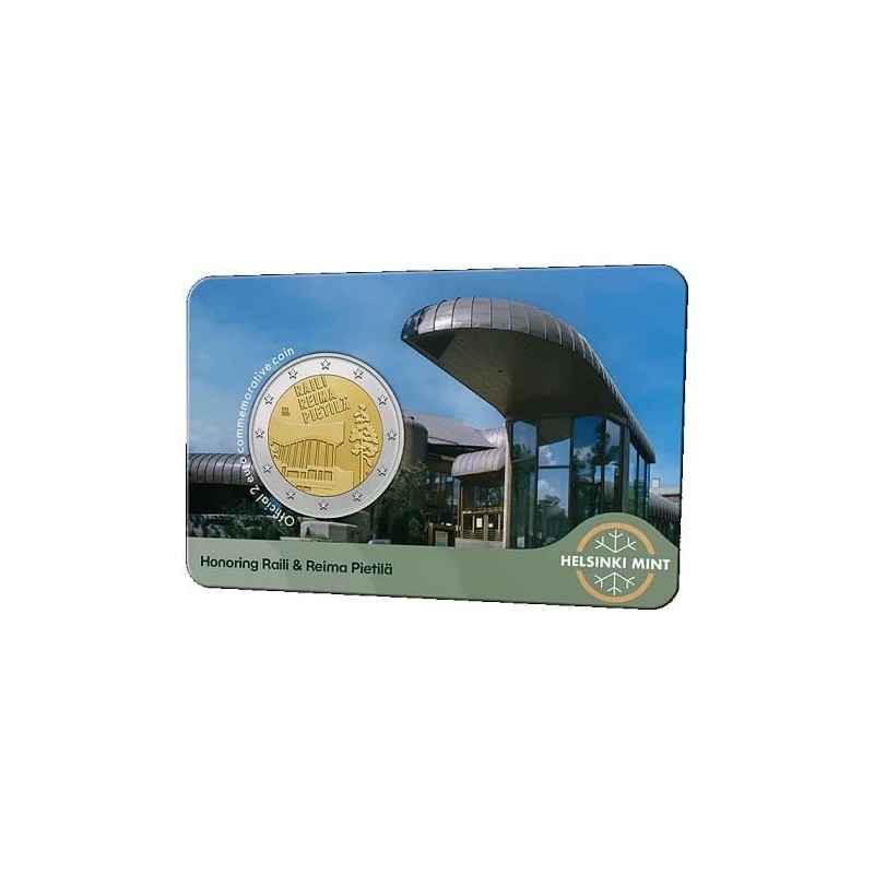 Pièce de 2 euros Finlande 2026, BU, Raili et Reima Pietilä coincard version Anglaise Pièce de 2 euros Finlande 2026, BU, Raili et Reima Pietilä coincard version Anglaise