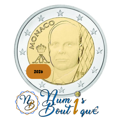 Pièce de 2€ Monaco 2026, UNC, portrait Prince Albert II