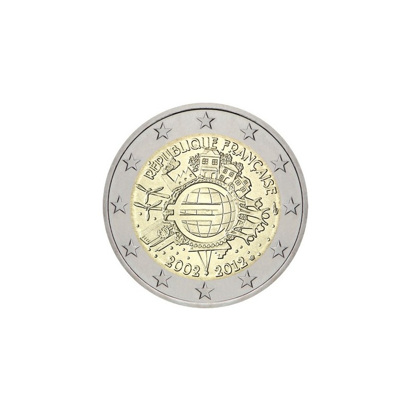 2 Euros France 2012, UNC, 10ᵉ anniversaire de l’€uro