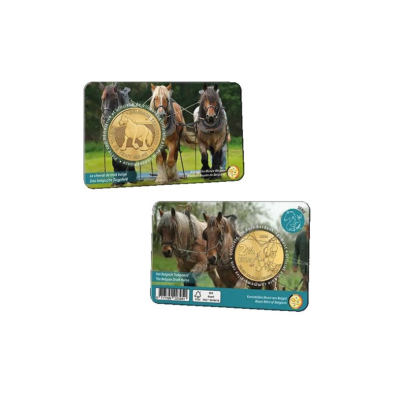 Pièce de 2.5 euros Belgique 2026, coincard BU, Le cheval de Trait version aléatoire Pièce de 2.5 euros Belgique 2026, coincard BU, Le cheval de Trait version aléatoire