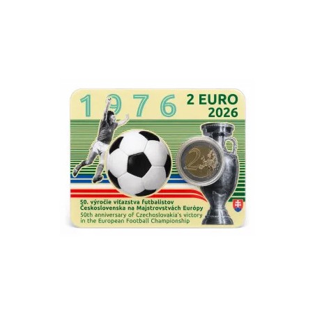 Pièce de 2 Euros Slovaquie 2025, BU, 50e anniversaire de la victoire de l'équipe de football au Championnat d'Europe