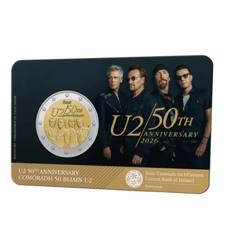 Pièce de 2 euros Irlande 2026, BU, Les 50 ans du groupe U2
