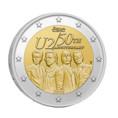 Pièce de 2 euros Irlande 2026, BU, Les 50 ans du groupe U2