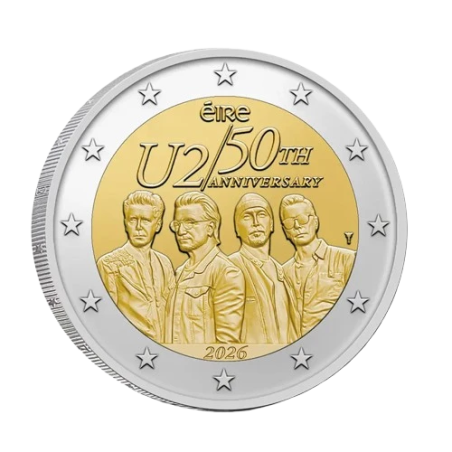 Pièce de 2 euros Irlande 2026, BU, Les 50 ans du groupe U2