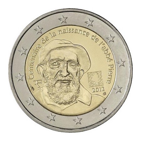 Pièce de 2 Euros France 2012, BU, 100ᵉ anniversaire de la naissance de « l’Abbé Pierre, Protecteur des pauvres »