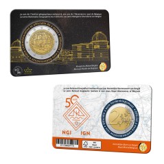 Pièce de 2 euros Belgique 2026, BU, 50 ans l'IGN et 200 ans observatoire royal de Belgique version Française