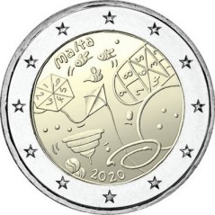 Pièce de 2 Euros Malte 2020, BU, Jeux Games Children in Solidarity