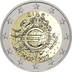 2 Euros Irlande 2012, UNC, 10ᵉ anniversaire de l’€uro