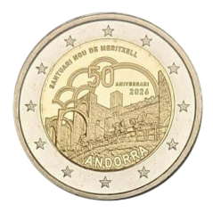 Pièce de 2 euros Andorre 2026, BU, 50ème anniversaire du Sanctuaire de Meritxell