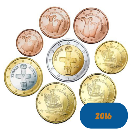 Série 8 pièces, CHYPRE 2016, UNC, Face Nationale