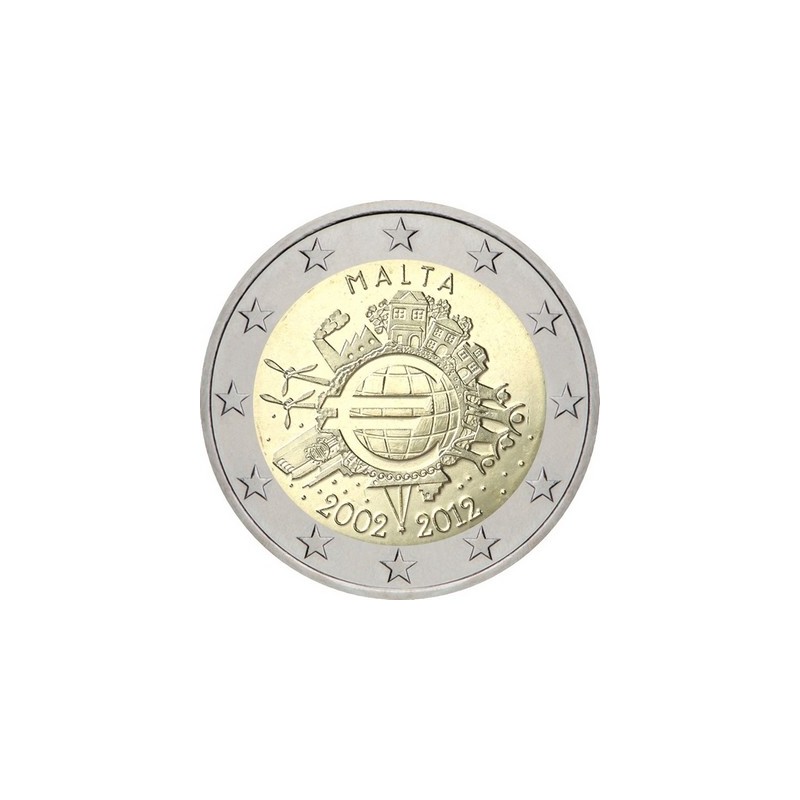 2 Euros Malte 2012, UNC, 10ᵉ anniversaire de l’€uro