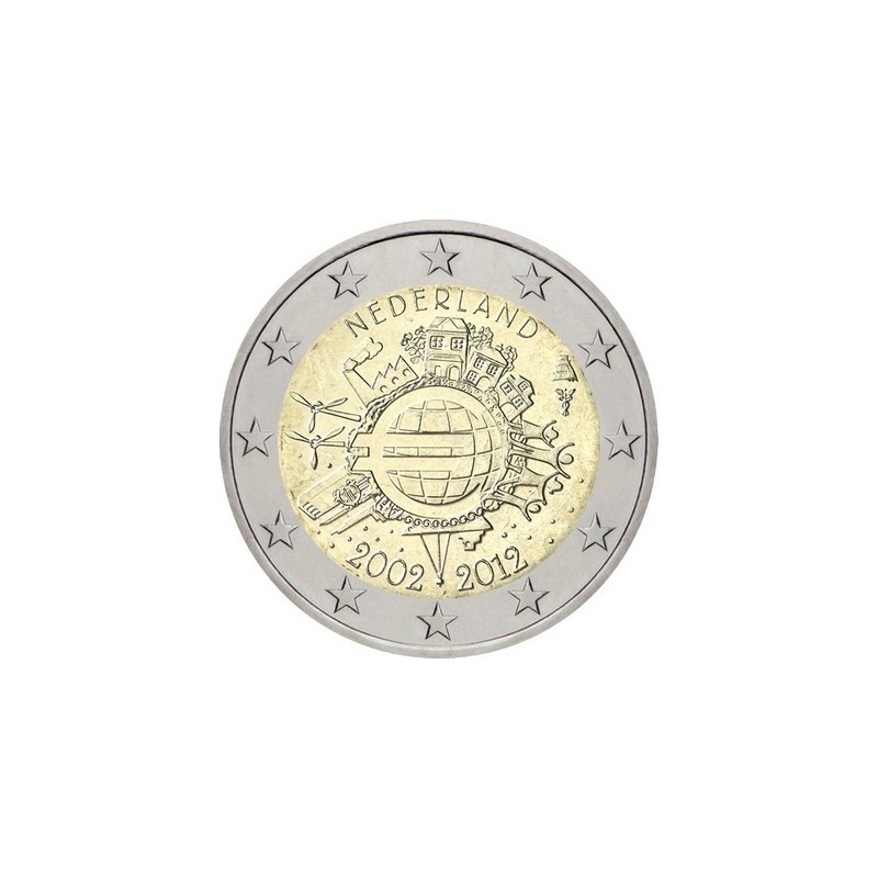 2 Euros Pays-Bas 2012, UNC, 10ᵉ anniversaire de l’€uro