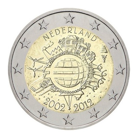 2 Euros Pays-Bas 2012, UNC, 10ᵉ anniversaire de l’€uro