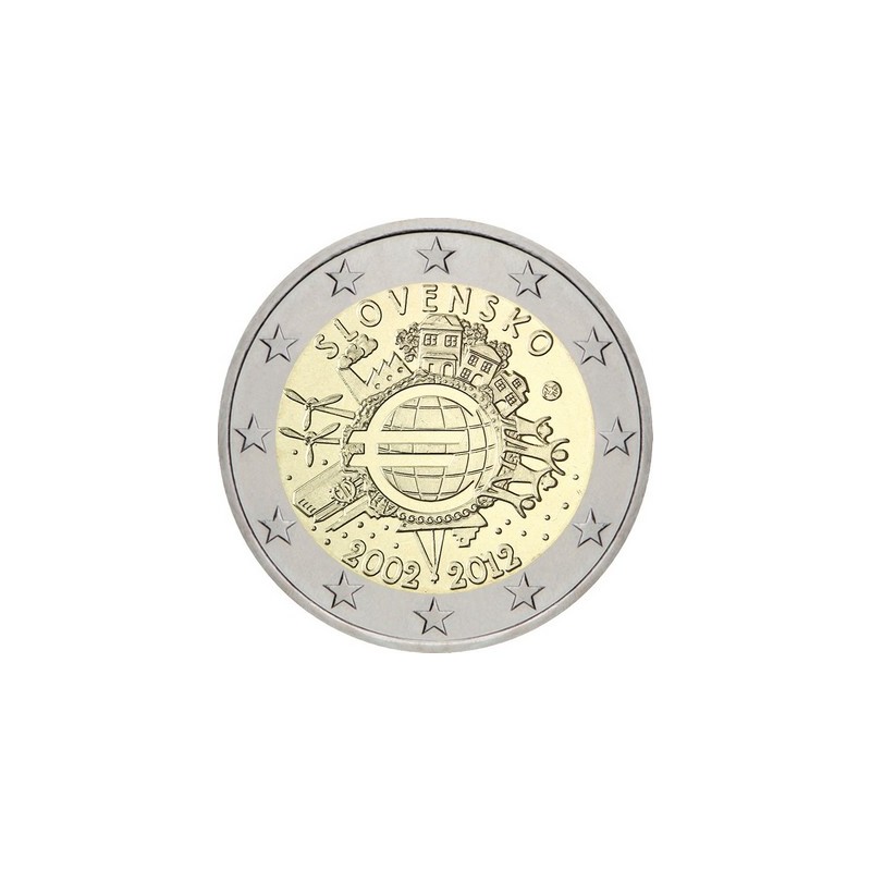 2 Euros Slovaquie 2012, UNC, 10ᵉ anniversaire de l’€uro