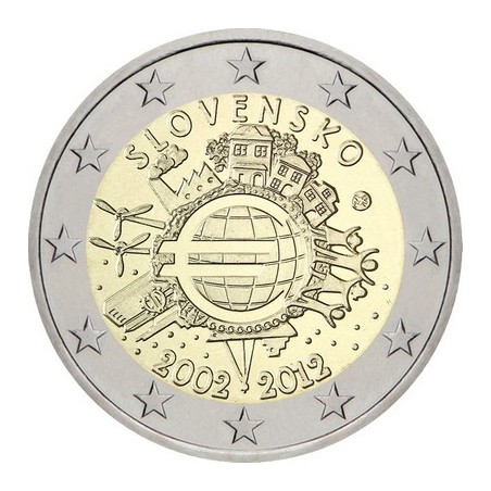 2 Euros Slovaquie 2012, UNC, 10ᵉ anniversaire de l’€uro