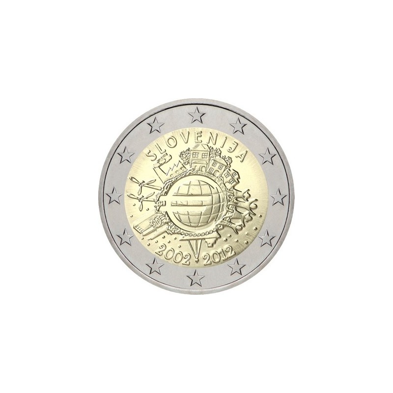 2 Euros Slovénie 2012, UNC, 10ᵉ anniversaire de l’€uro