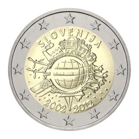 2 Euros Slovénie 2012, UNC, 10ᵉ anniversaire de l’€uro