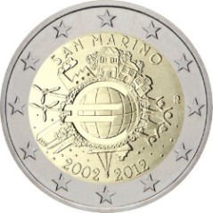 2 Euros Saint-Marin 2012, Coffret BU, 10ᵉ anniversaire de l’€uro