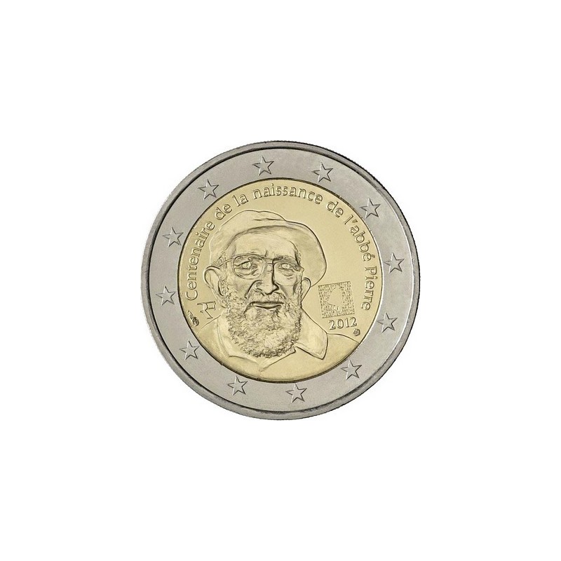 2 Euros France 2012, UNC, 100ᵉ anniversaire de la naissance de « l’Abbé Pierre, Protecteur des pauvres »