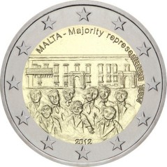 2 Euros Malte 2012, UNC, Représentation Majoritaire de 1887