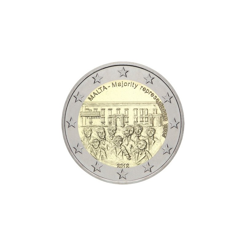 2 Euros Malte 2012, UNC, Représentation Majoritaire de 1887