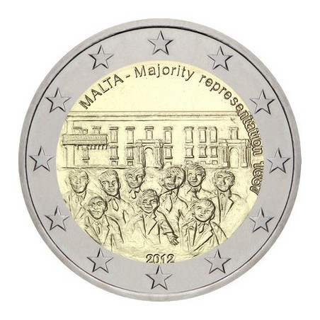 2 Euros Malte 2012, UNC, Représentation Majoritaire de 1887