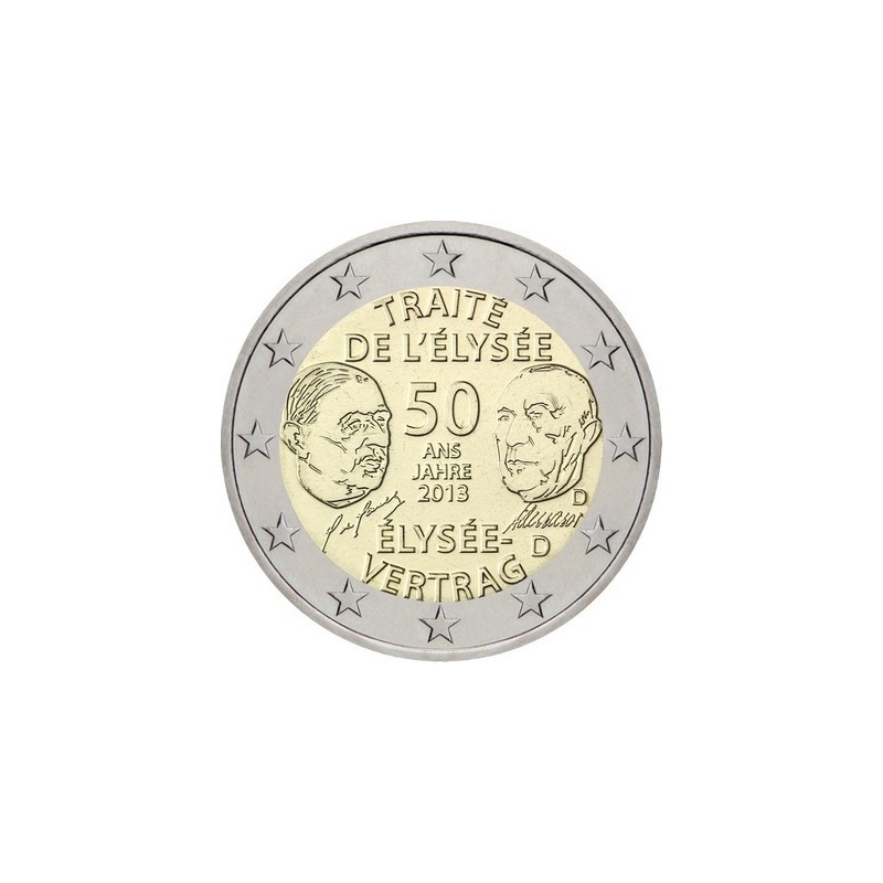 Lot de 2 Euros Allemagne 2013, UNC, 50ᵉ anniversaire du traité de l’Élysée