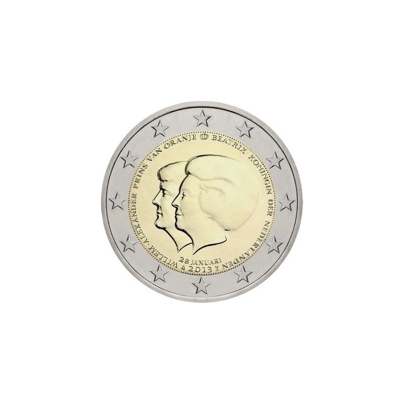 2 Euros Pays-Bas 2013, UNC, Abdication de la Reine Beatrix et l’accession au trône de son fils, Willem-Alexander