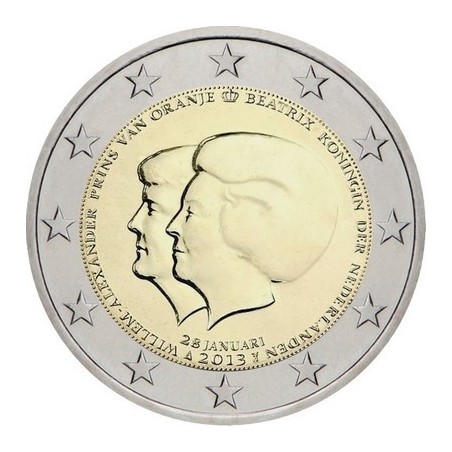 2 Euros Pays-Bas 2013, UNC, Abdication de la Reine Beatrix et l’accession au trône de son fils, Willem-Alexander