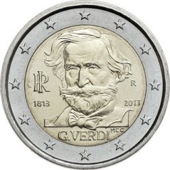 2 Euros Italie 2013, UNC, 150ᵉ anniversaire de la naissance du compositeur italien Giuseppe Verdi