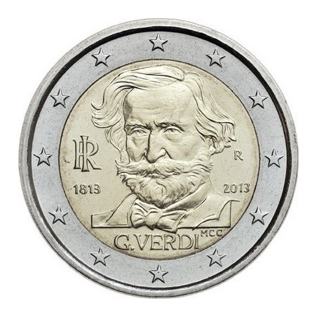 2 Euros Italie 2013, UNC, 150ᵉ anniversaire de la naissance du compositeur italien Giuseppe Verdi