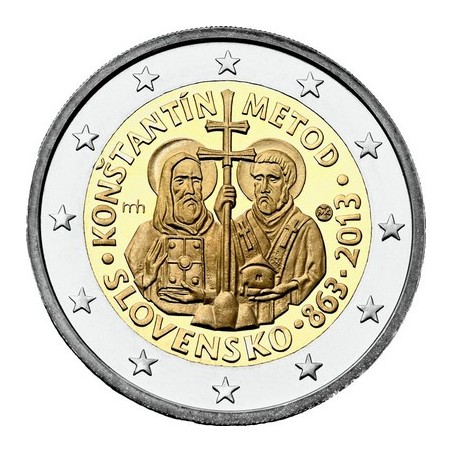 2 Euros Slovaquie 2013, UNC, 1150e anniversaire de la mission des apôtres Cyrille et Méthode en Grande-Moravie