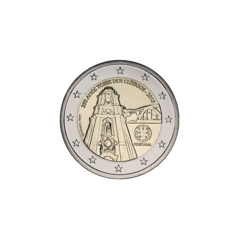 2 Euros Portugal 2013, UNC, 250ᵉ anniversaire de la construction de la tour de Clercs « Torre dos Clérigos »