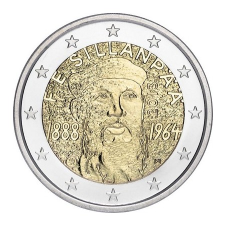 2 Euros Finlande 2013, UNC, 125ᵉ anniversaire de la naissance de l’écrivain Frans Eemil Sillanpää, lauréat du prix Nobel