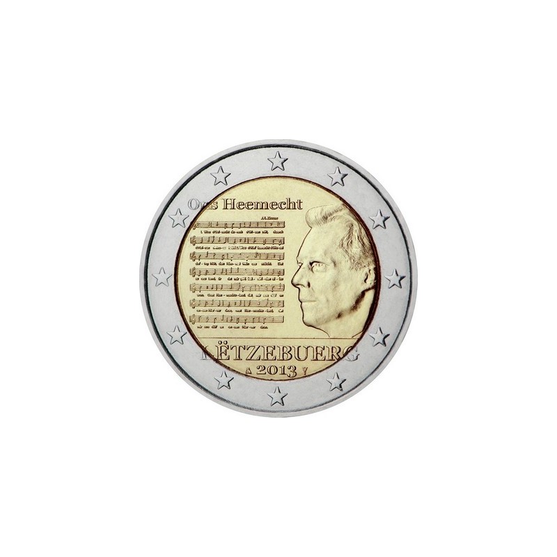 2 Euros Luxembourg 2013, UNC, 20ᵉ anniversaire de l’adoption de Ons Heemecht comme hymne national