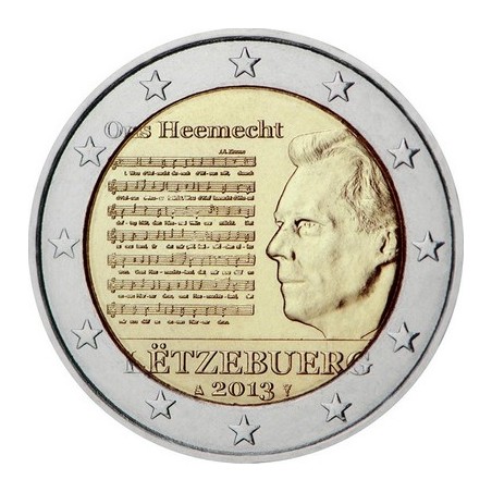 2 Euros Luxembourg 2013, UNC, 20ᵉ anniversaire de l’adoption de Ons Heemecht comme hymne national