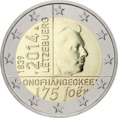 2 Euros Luxembourg 2014, UNC, 175ᵉ anniversaire de l’indépendance du Grand-Duché de Luxembourg