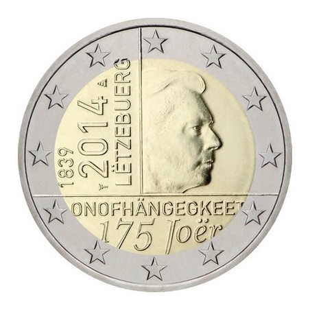 2 Euros Luxembourg 2014, UNC, 175ᵉ anniversaire de l’indépendance du Grand-Duché de Luxembourg