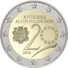 2 Euros Andorre 2014, Coffret BU, 20ᵉ anniversaire de l’entrée de la principauté au Conseil de l’Europe