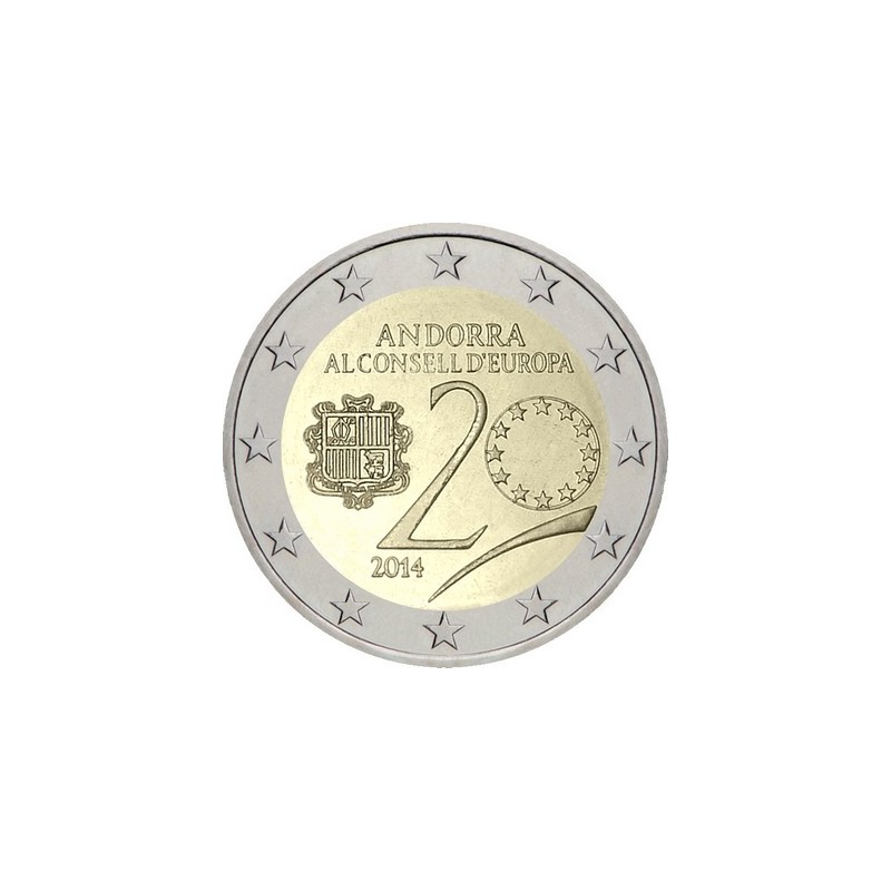 2 Euros Andorre 2014, Coffret BU, 20ᵉ anniversaire de l’entrée de la principauté au Conseil de l’Europe