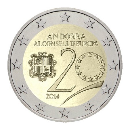 2 Euros Andorre 2014, Coffret BU, 20ᵉ anniversaire de l’entrée de la principauté au Conseil de l’Europe