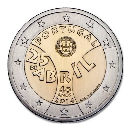 2 Euros Portugal 2014, UNC, 40ᵉ anniversaire de la révolution des œillets