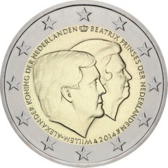 2 Euros Pays-Bas 2014, UNC, Accession au trône du Roi Willem-Alexander