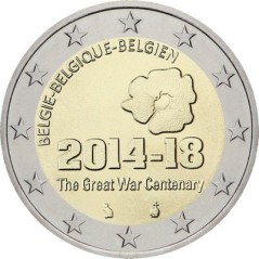 2 Euros Belgique 2014, UNC, 100e anniversaire du début de la première guerre mondiale