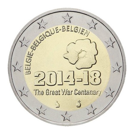 2 Euros Belgique 2014, UNC, 100e anniversaire du début de la première guerre mondiale