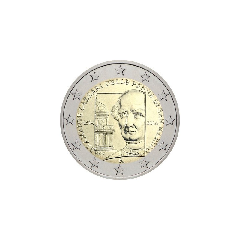 2 Euros Saint-Marin 2014, Coffret BU, 500ᵉ anniversaire de la mort de l’architecte et peintre italien Bramante