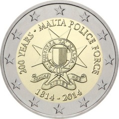 2 Euros Malte 2014, UNC, 200ᵉ anniversaire des forces de police de Malte